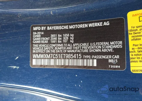 2014 Mini Hardtop Cooper S из США, поврежденный, VIN WMWXM7C51ET985415